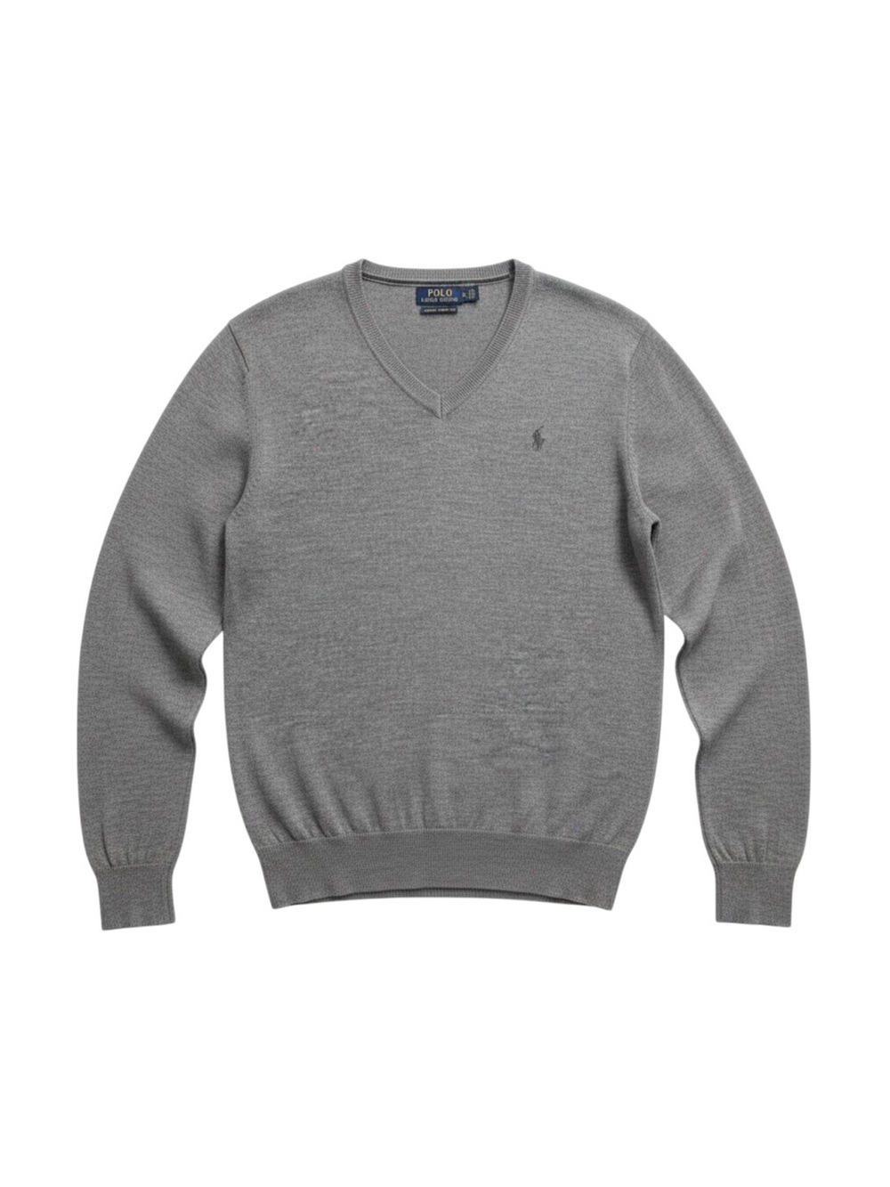 Polo Ralph Lauren Men’s Gray V-Neck Washable Merino Wool Sweater Size XL